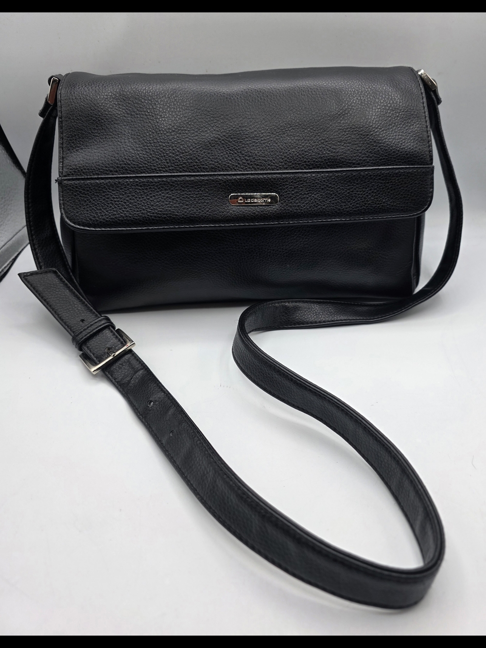 Liz Claiborne Black Pebbled Purse Bag RN 70272.